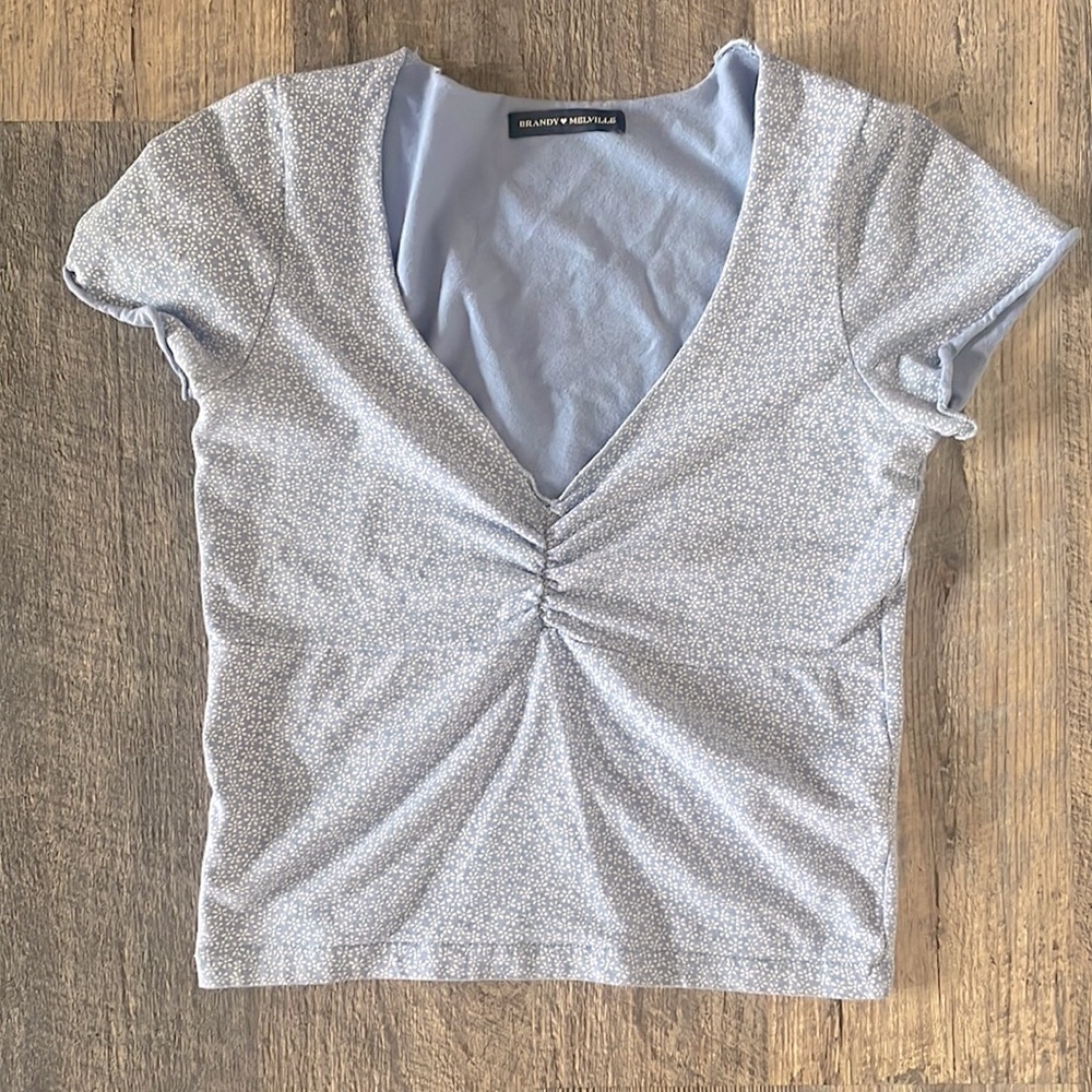 brandy melville blue floral print gina top